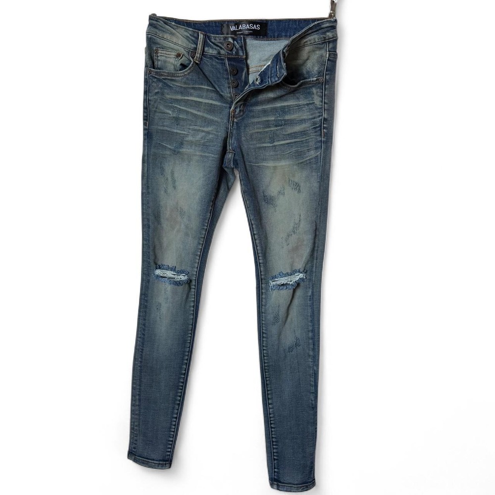 Valabasas size 29 blue distressed skinny jeans button fly y2k indie grunge emo